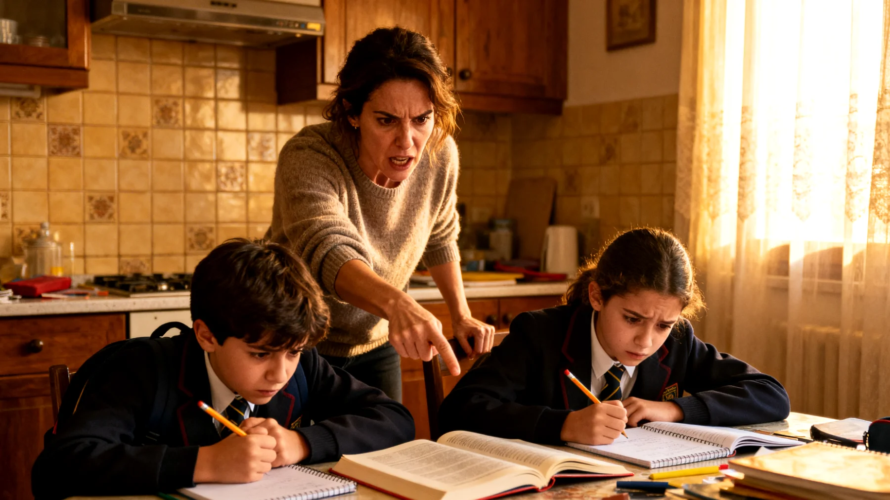 Una mamma che carica i propri bambini di aspettative eccessive riguardo la scuola, le attività extrascolastiche e lo sport, generando ansia da prestazione, paura di deludere e perdita della spontaneità del gioco"